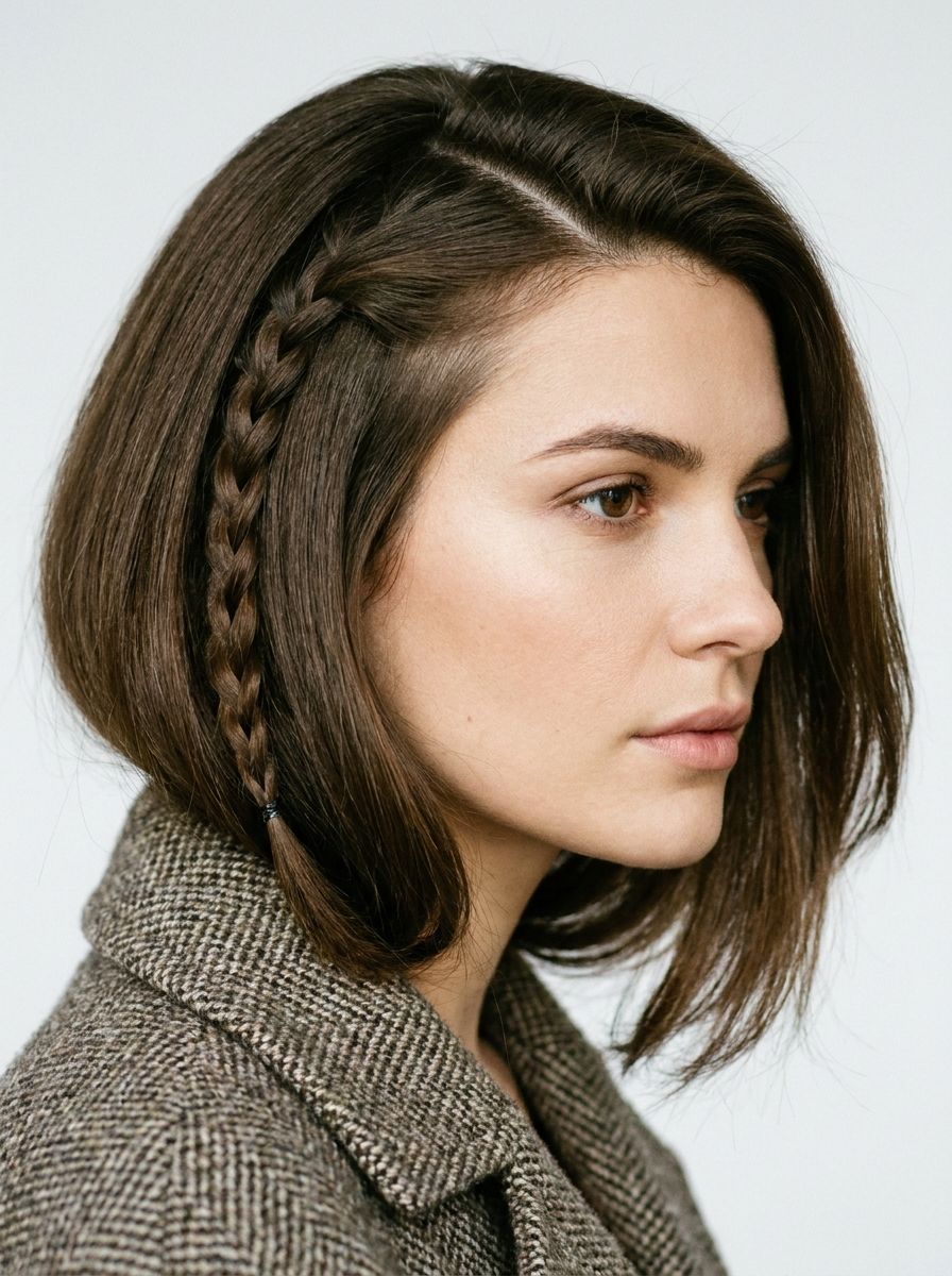 Flechtfrisur mit tiefem Seitenscheitel - Flechtfrisuren für den Bob